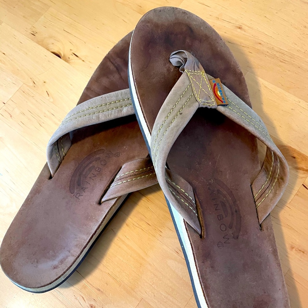 Rainbow leather sandals